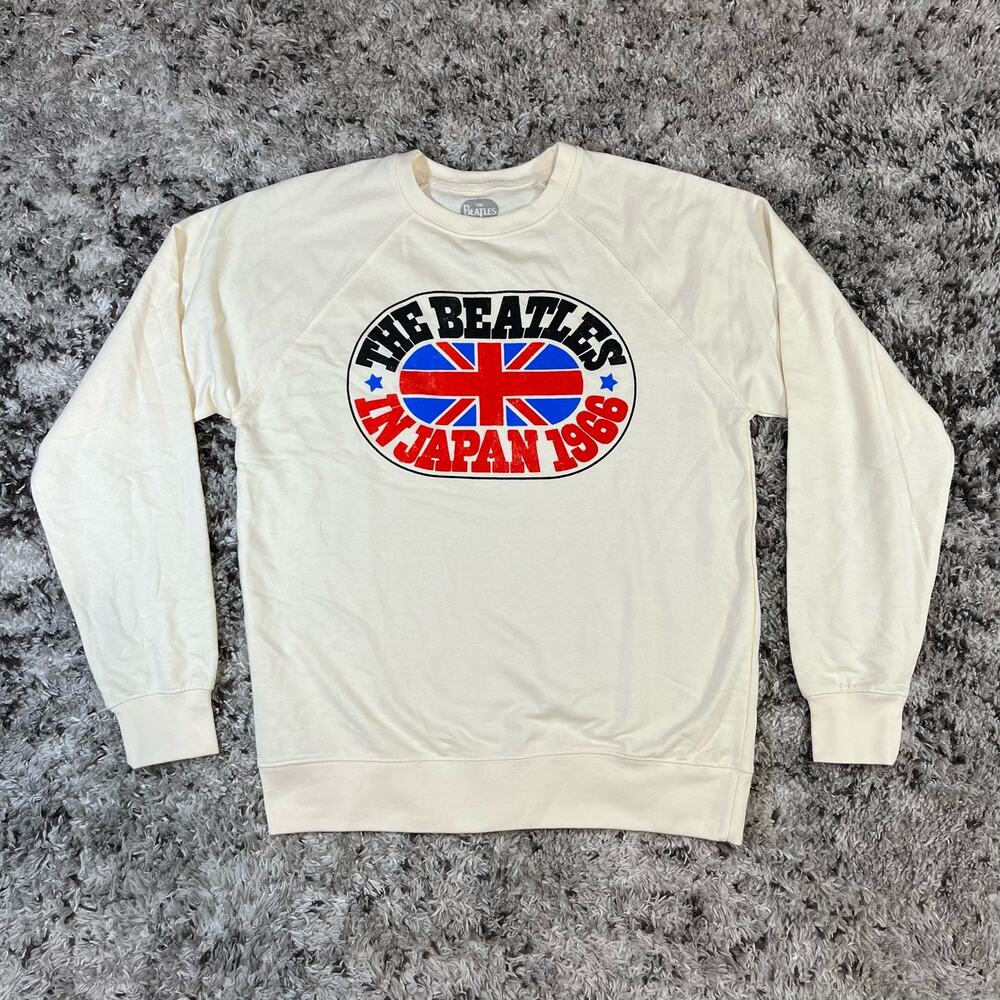 The Beatles In Japan 1966 Pullover Sweatshirt Cream Crewneck‎ Apple Corps sz S